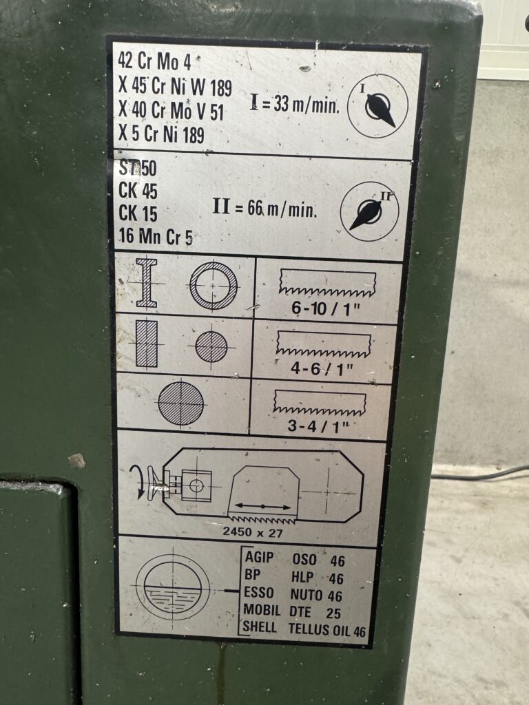 carif 260 bsa bandzaagmachine